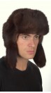 Sable fur hat russian style for men - dark brown color